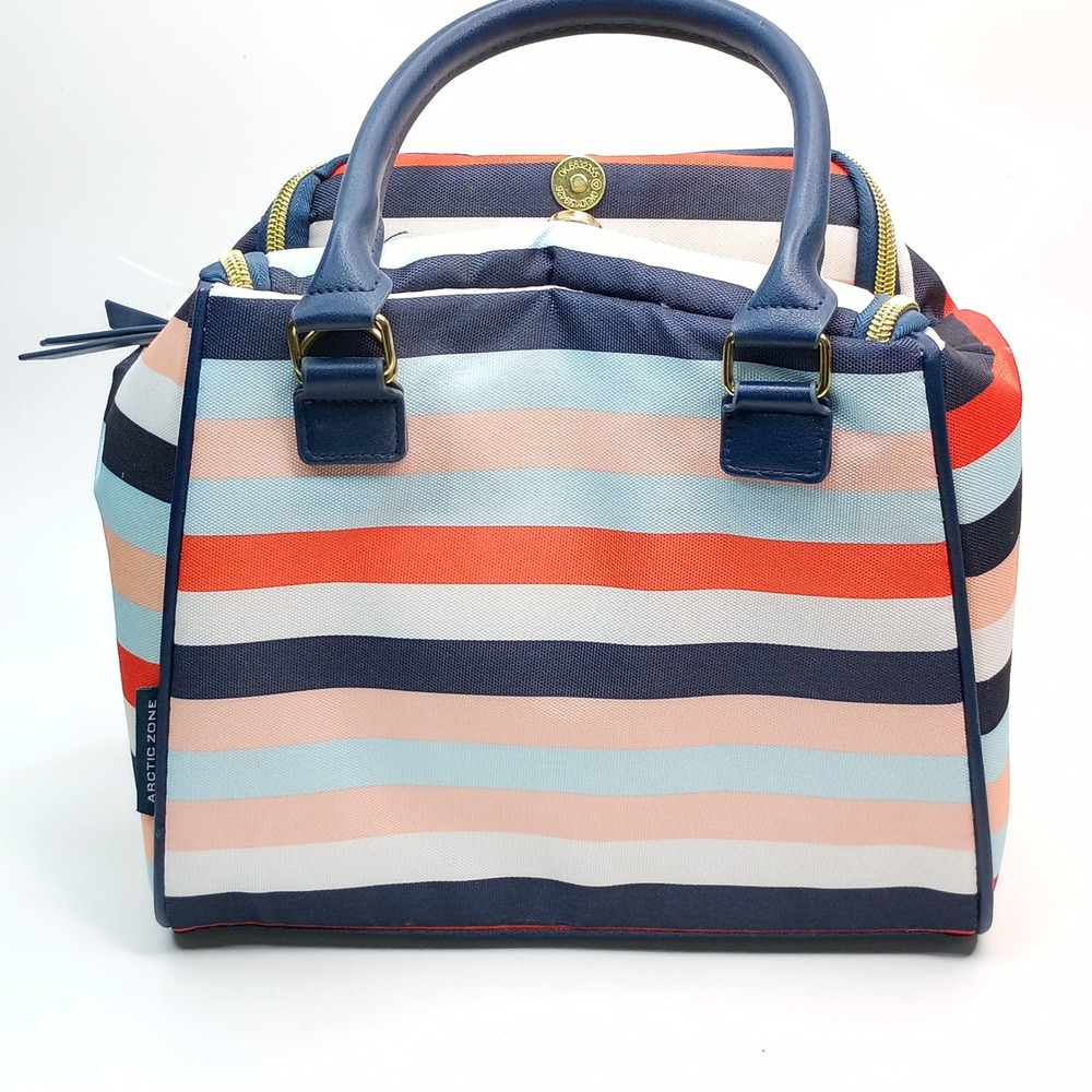 Dabney Lee Arctic Zone Insulated Lunch Tote Women Size OS Multi Stripe 8pc Set - Picture 3 of 14